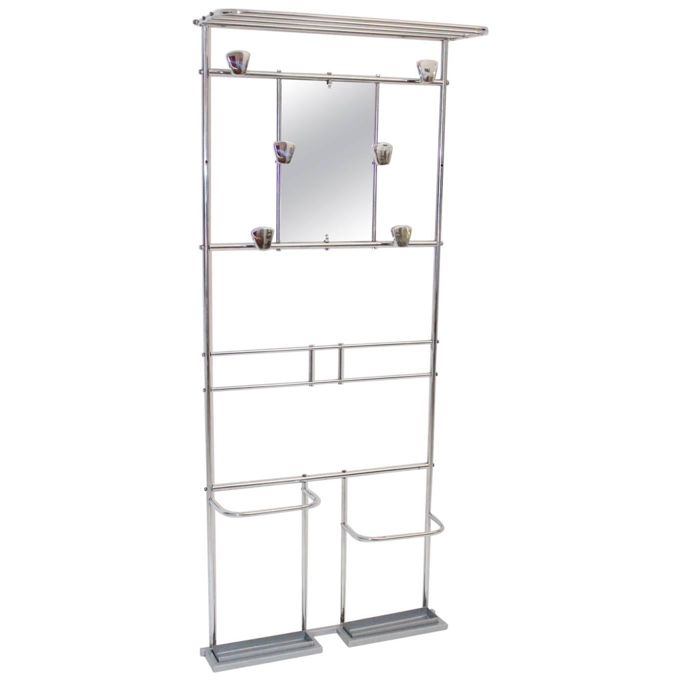 Art Deco Vintage Chromed Coat Rack or Coat Stand, 1920s