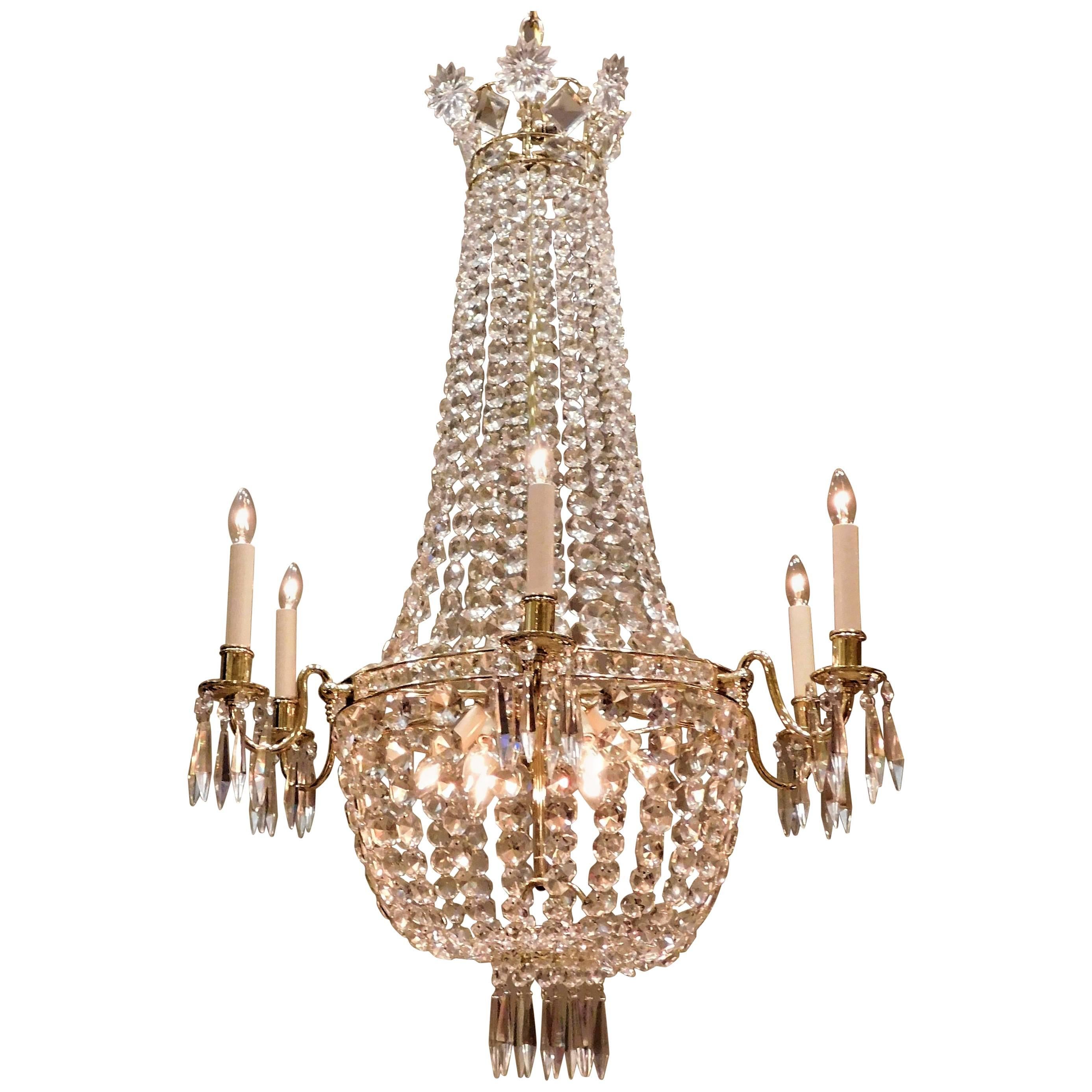 Neoclassical Style Twelve-Light Tent and Cascade Chandelier, circa 1910