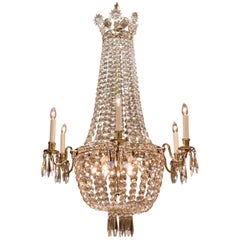 Antique Neoclassical Style Twelve-Light Tent and Cascade Chandelier, circa 1910