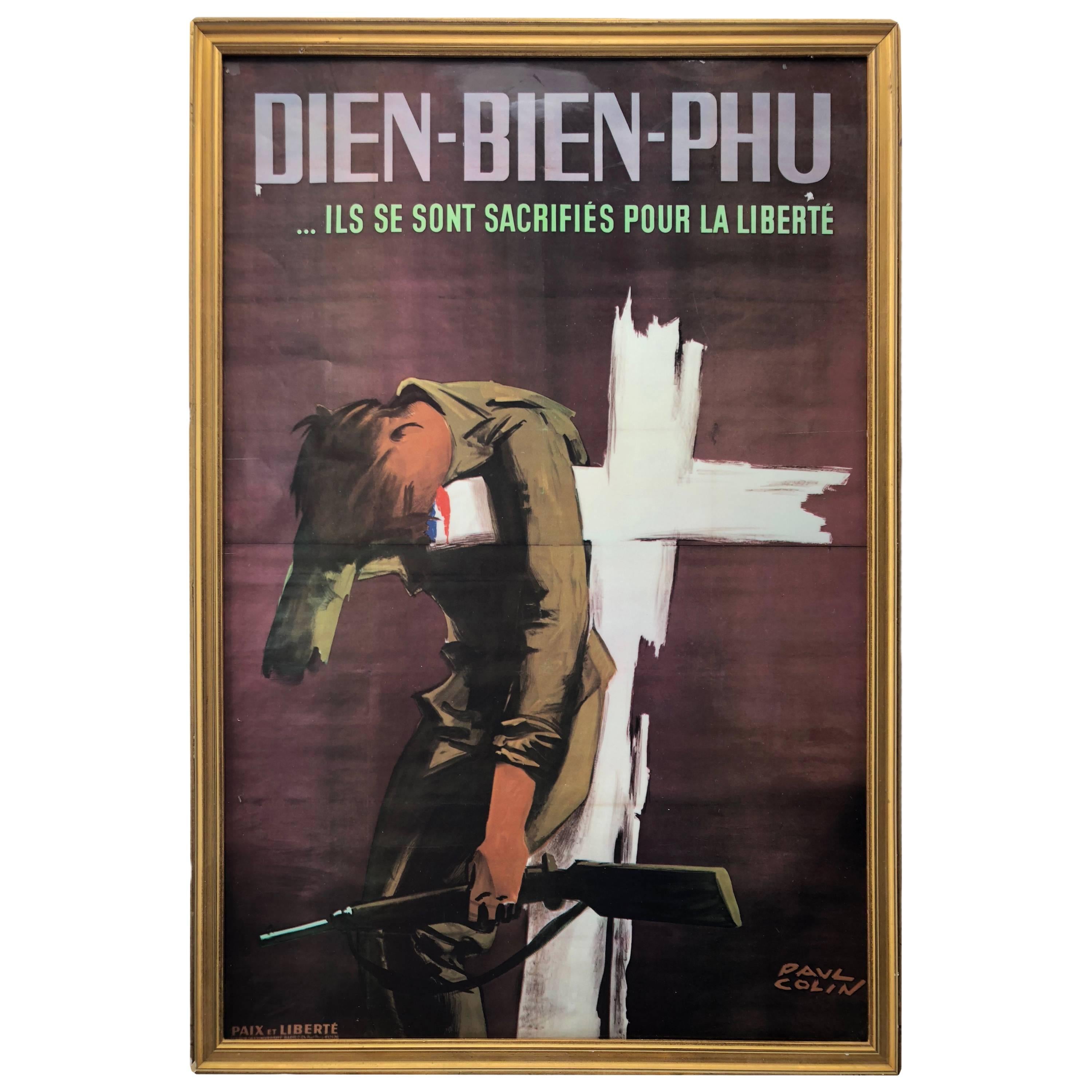 French Poster in Memory of Soldiers Fallen in Dien Bien Phù, Signed Paul Colin For Sale