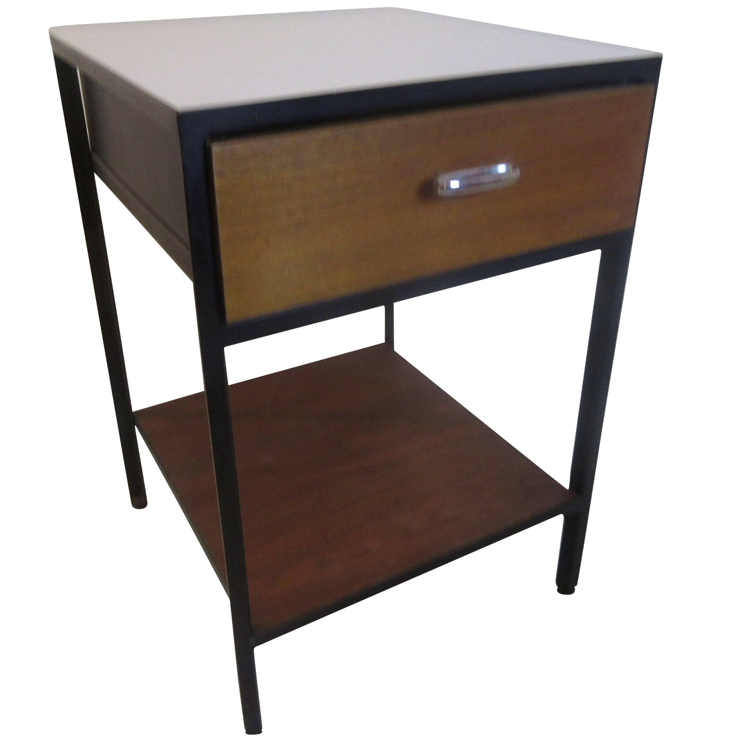 George Nelson for Herman Miller Steel Case Nightstand in Walnut and Black