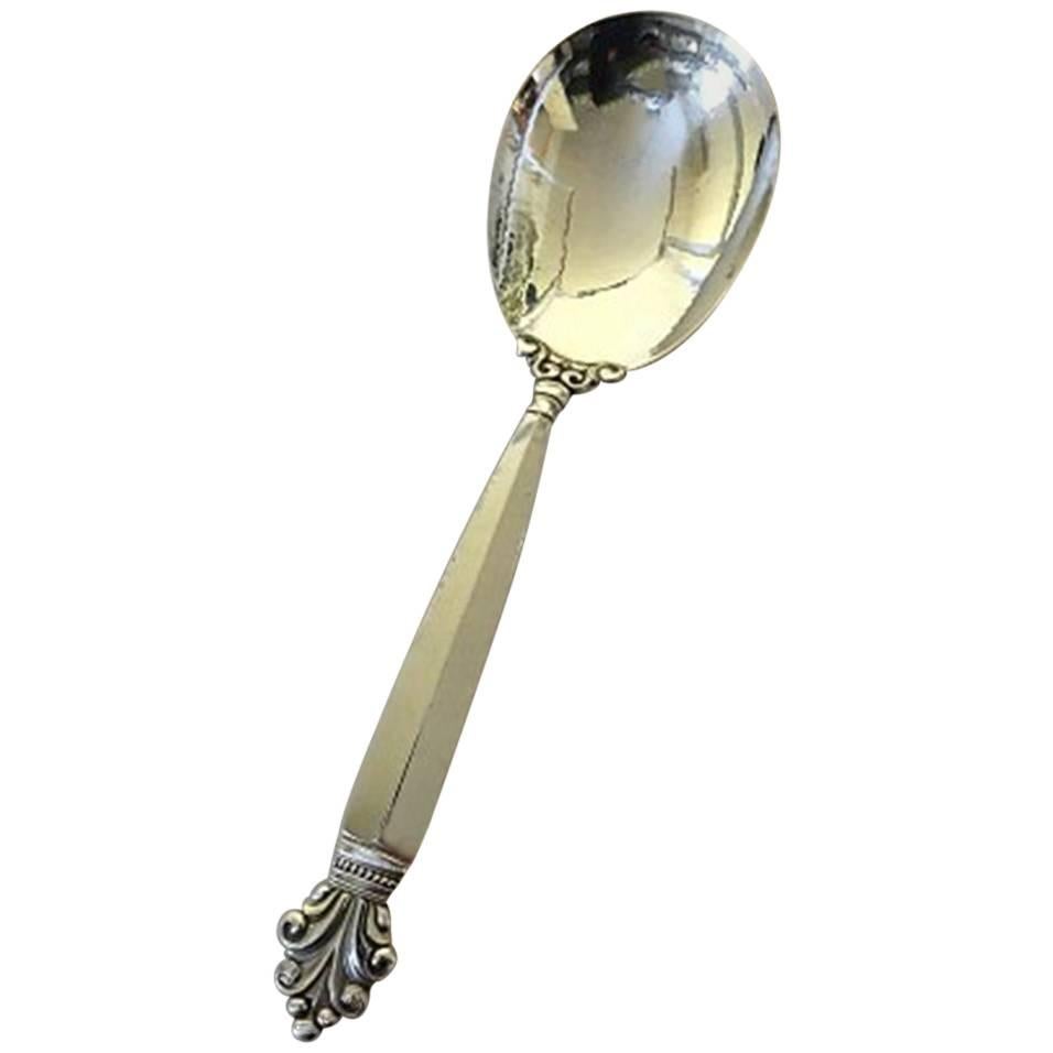 Georg Jensen Sterling Silver Acanthus Large Serving Spoon For Sale