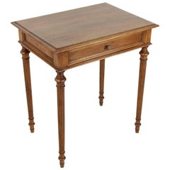 Small-Scale French Louis XVI Style Walnut Side Table or End Table with Drawer