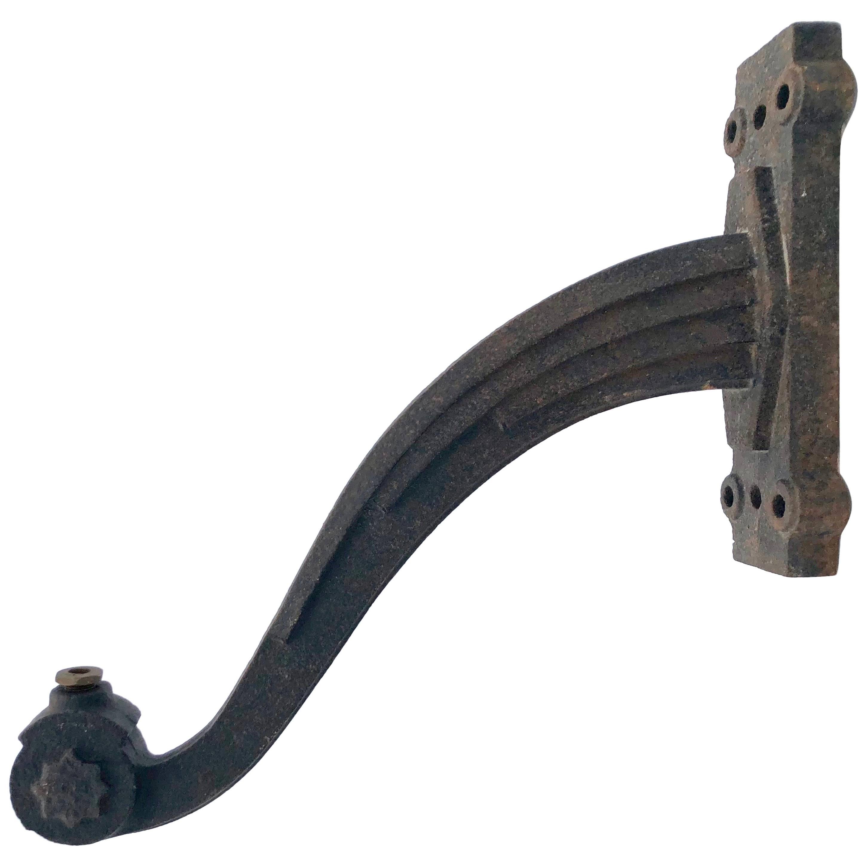 French Art Nouveau 19th Century Parisian Cast Iron Arm for Gas Lantern Light For Sale