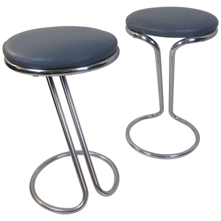 Z Chrome Counter Bar Stool by Gilbert Rohde for Troy Sunshade For Sale