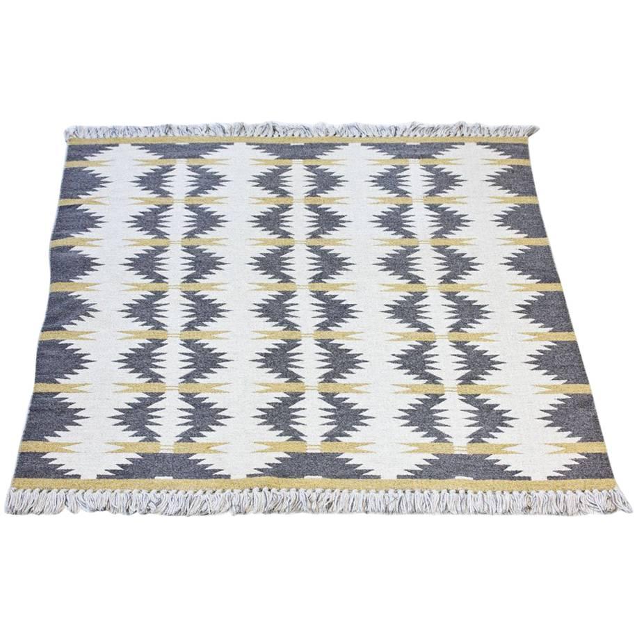 Swedish Handwoven Wool Carpet Rölakan Double Weave