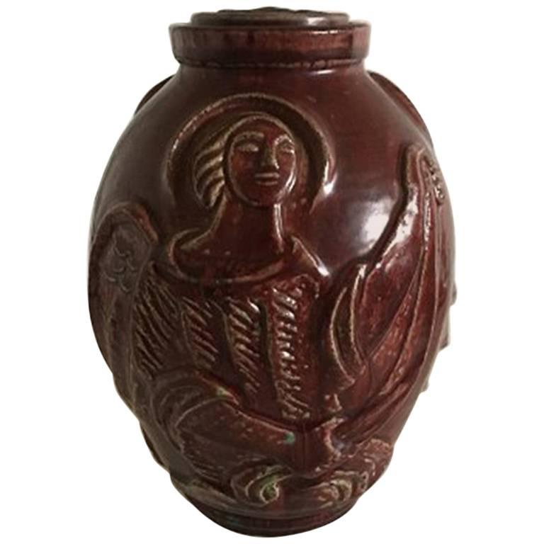 Royal Copenhagen Jais Nielsen Lidded Vase with Oxblood Glaze #787 For Sale
