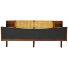 Vintage Midcentury Hans J Wegner Double Master Bed with Teak and Rattan