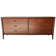 Widdicomb Mid-Century Modern Walnut Six-Drawer Dresser or Credenza