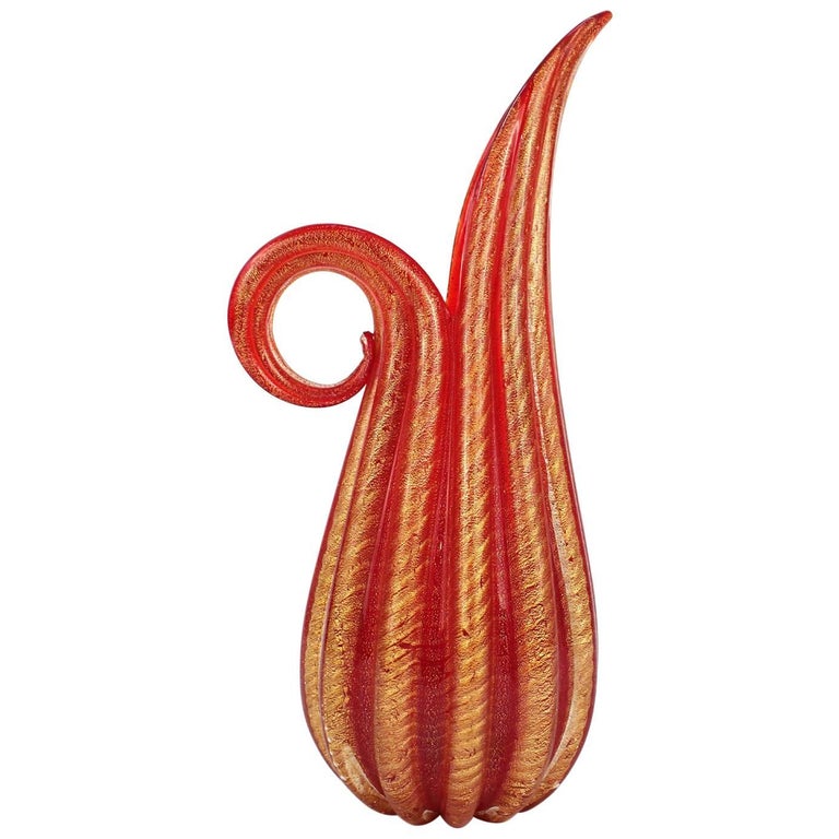 Barovier and Toso Murano Red and Gold Glass Vase at 1stDibs red and gold vases