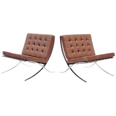 Pair of Barcelona Chairs by Mies Van Der Rohe for Knoll, 1960s Original