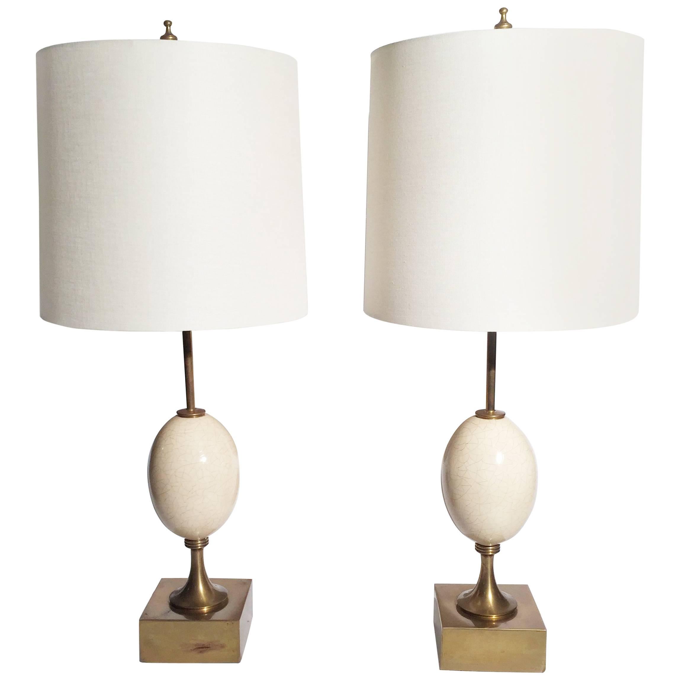 Pair of Ostrich Egg Lamps