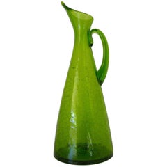 Retro 1963 Blenko Tall Crackle Glass 976 Pitcher by Winslow Anderson