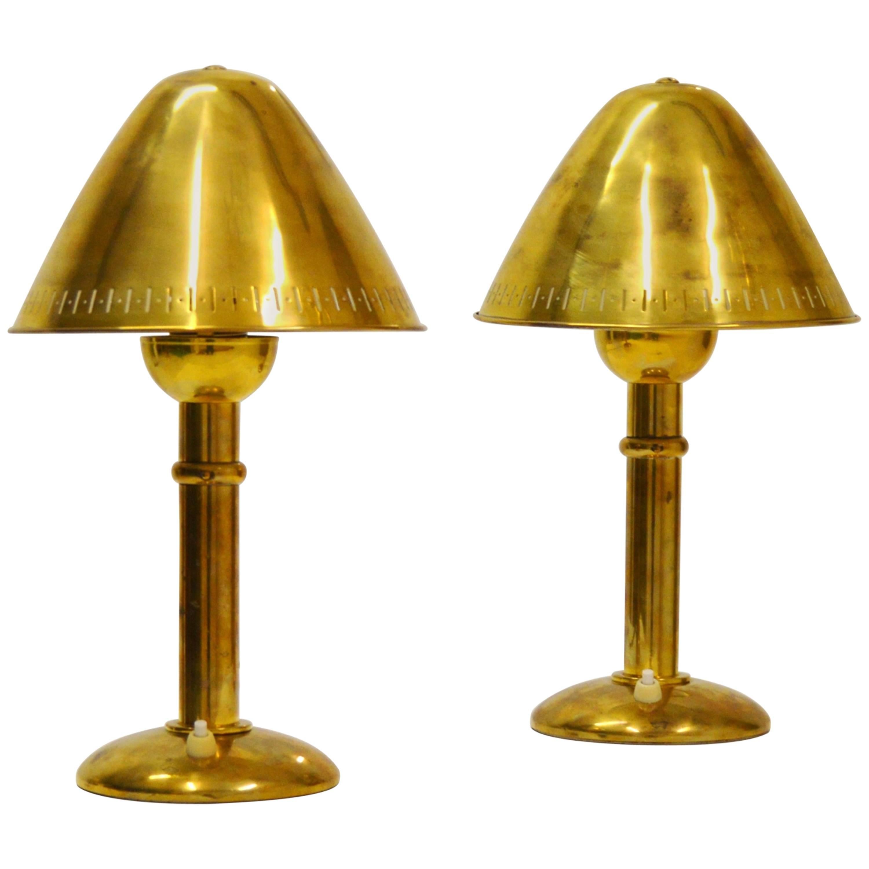 Rare Pair of Brass ASEA Table Lamps with Adjustable Lamp Shade For Sale