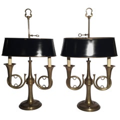 Pair of Vintage Chapman French Horn Lamps