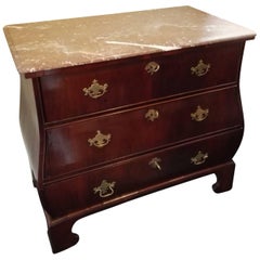 18th Century Baroque Cuba Mahogany Bombed Chest of Drawers Marble Plate