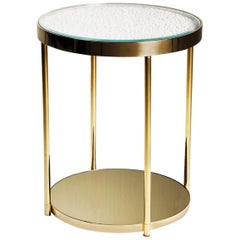 Hemlock Side Table End Table Polished Brass and Gold Mirrored Glass