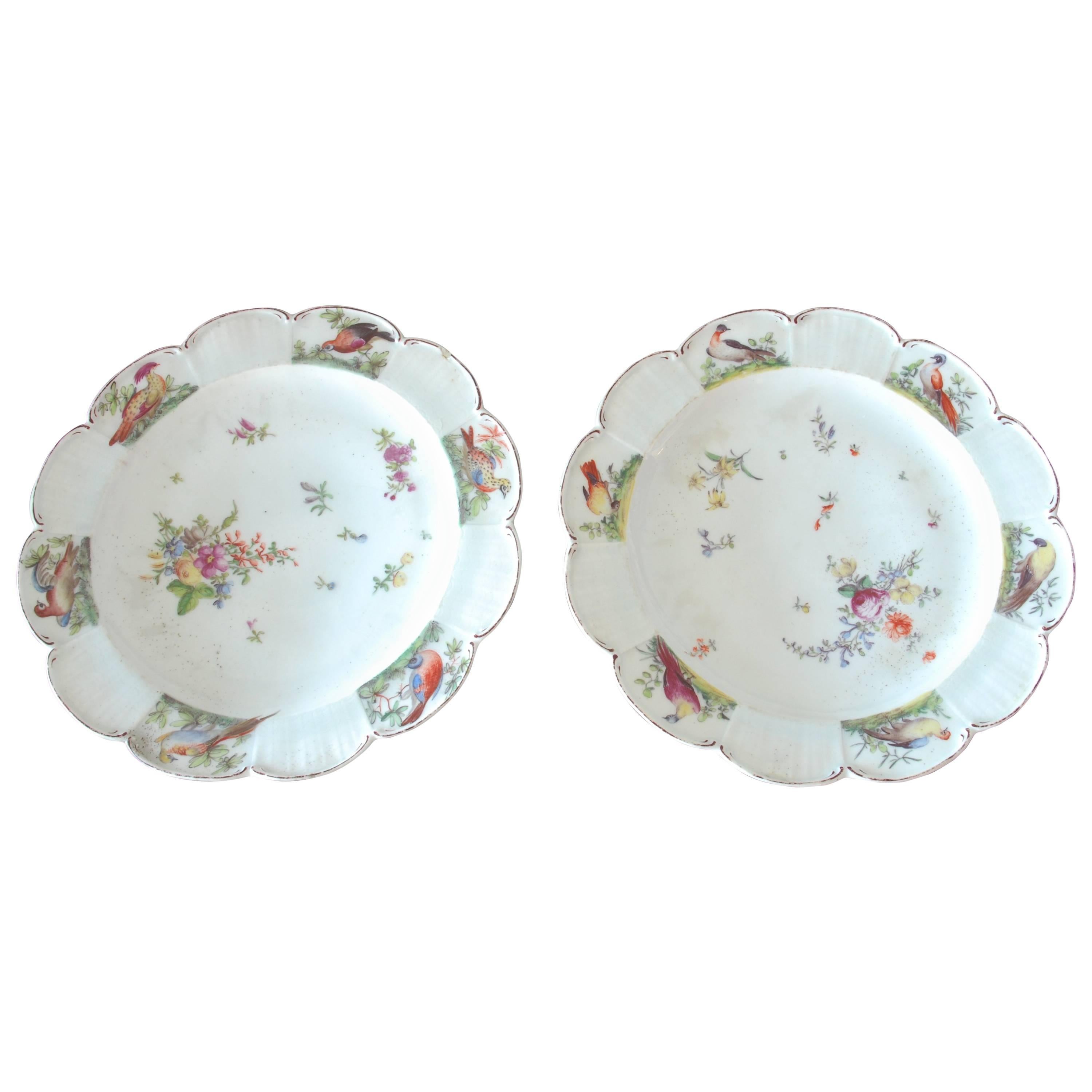Pair of Bird Plates, Chelsea, circa 1755 For Sale