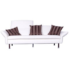 Koinor Vittoria Designer Leather Sofa in Crème White Three-Seat Couch