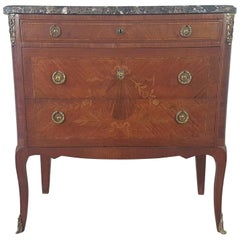 19th Century French Napoleon III Inlaid Wood Chest of Drawers