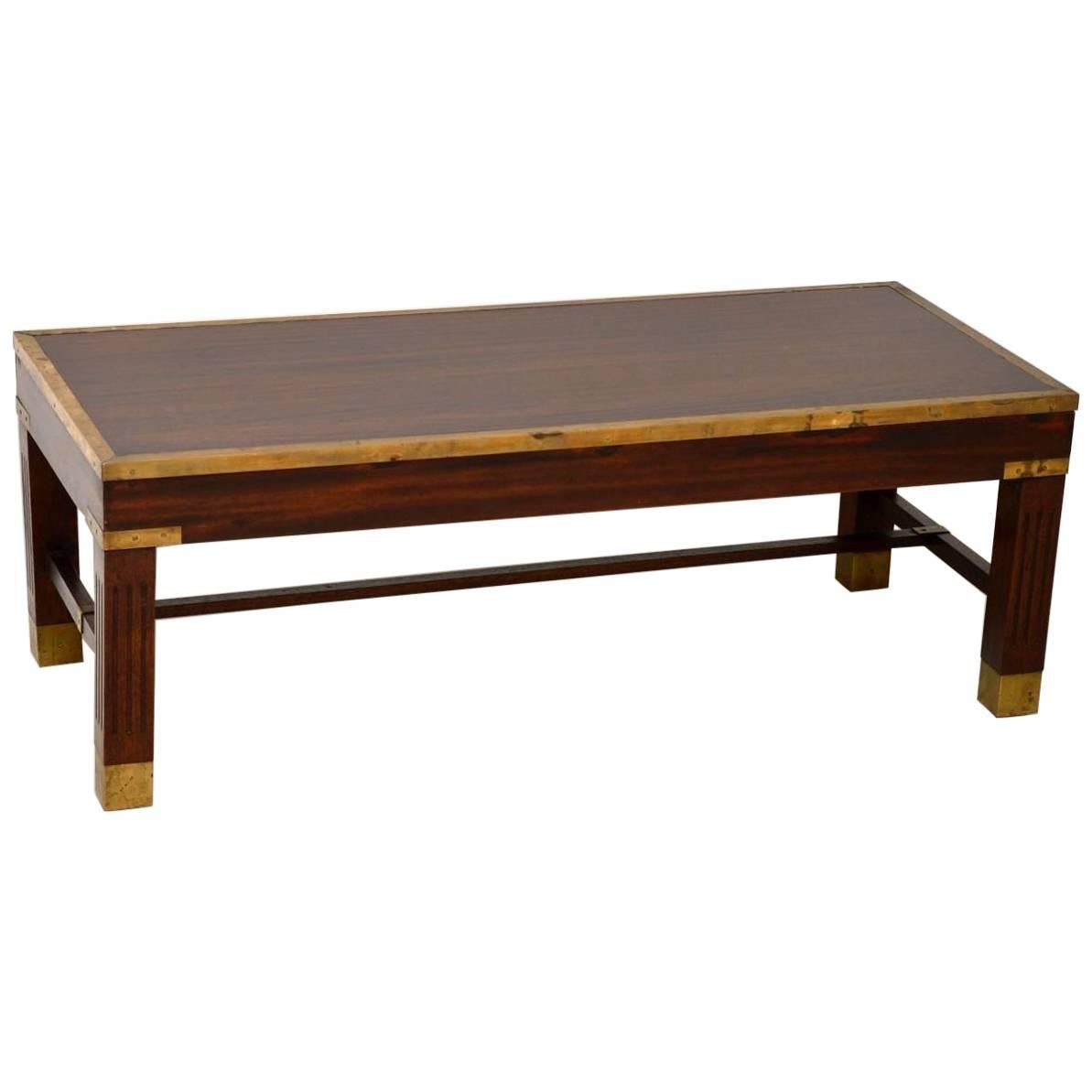 Antique Mahogany and Brass Coffee Table