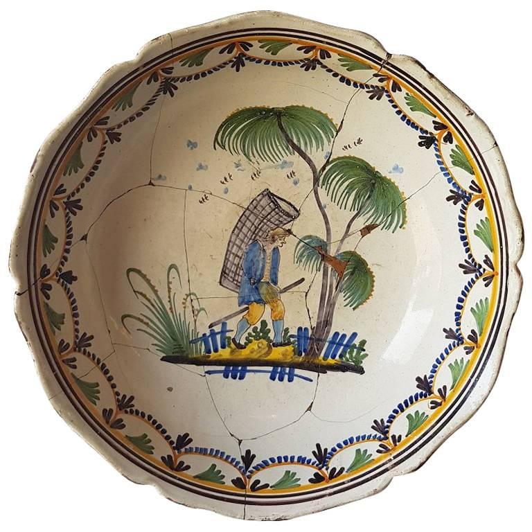 18th Century French Faience Earthenware Bowl