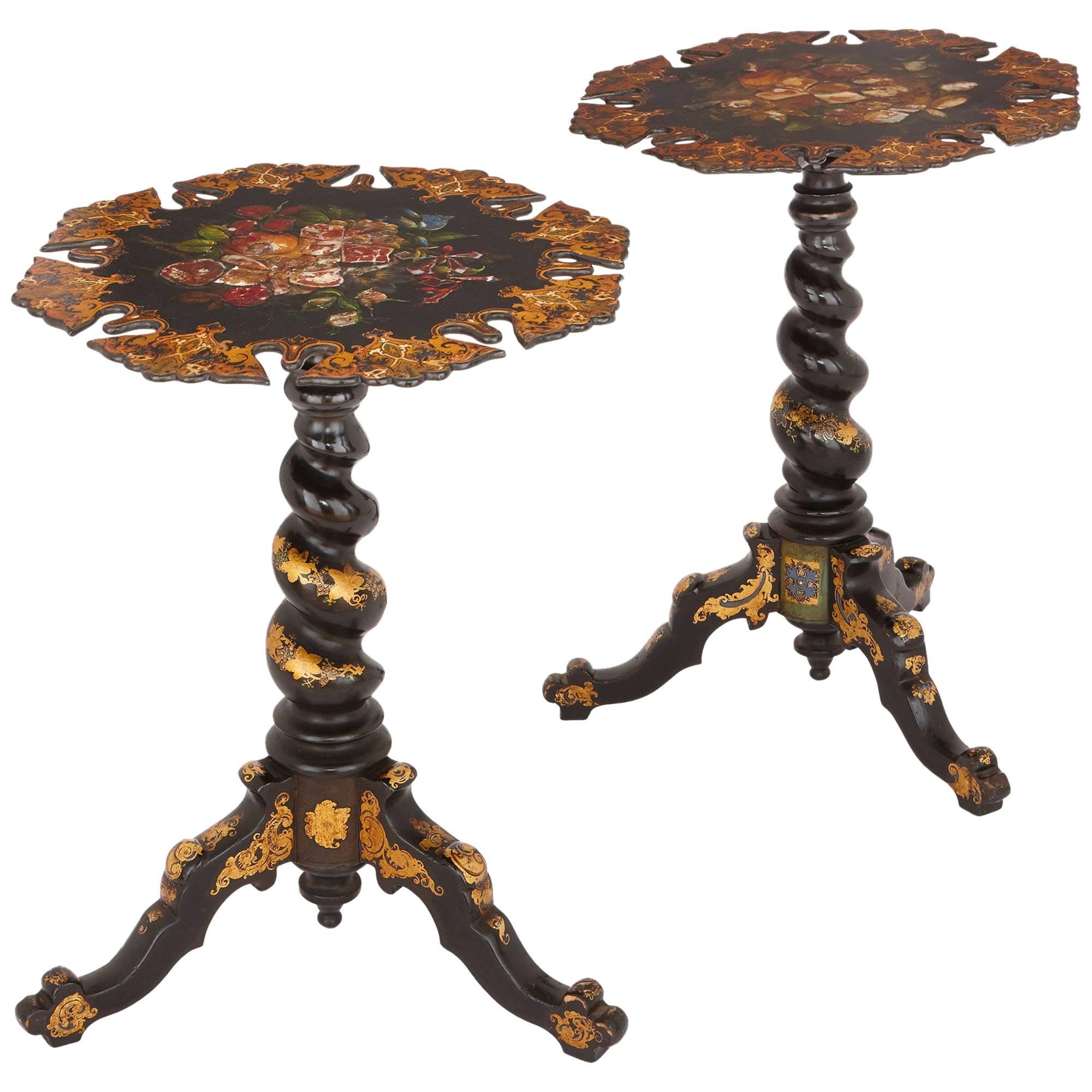 Two Gilt and Japanned Victorian Side Tables
