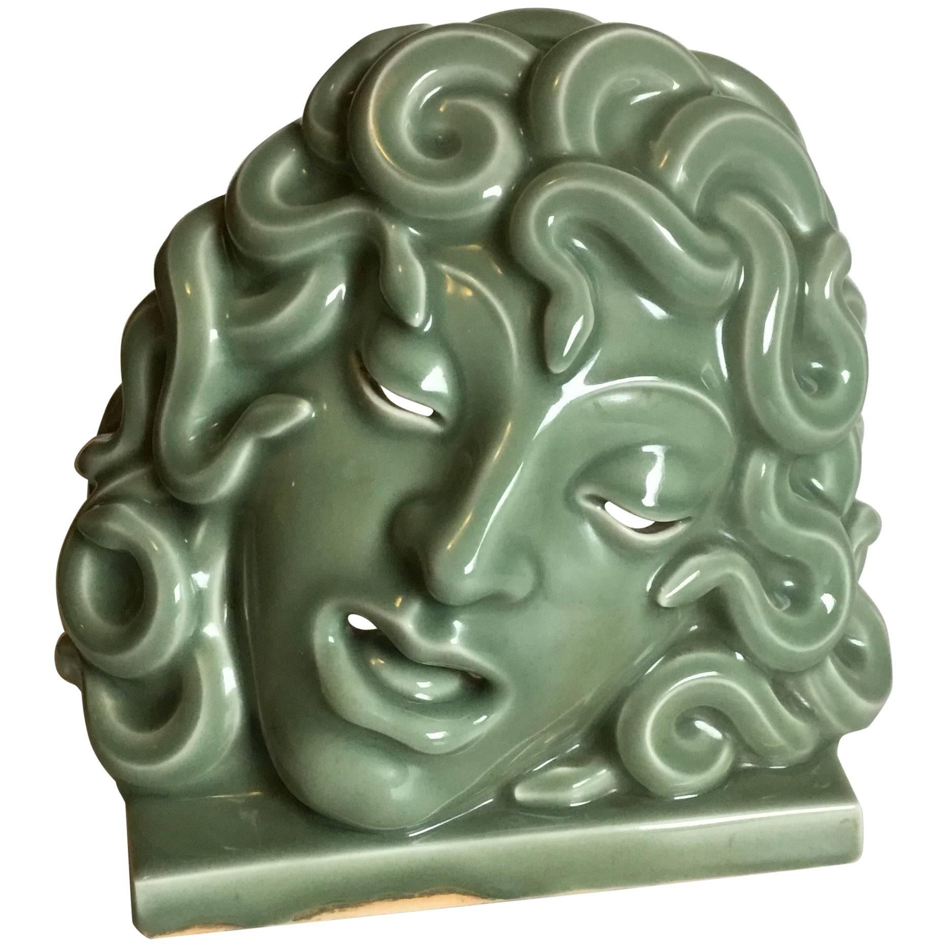 Royal Copenhagen Green Celadon Mask, Medusa No. 2950