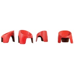 Space Age Lounge Chair, France, Set of Four Fiberglass Chairs, Colani Panton