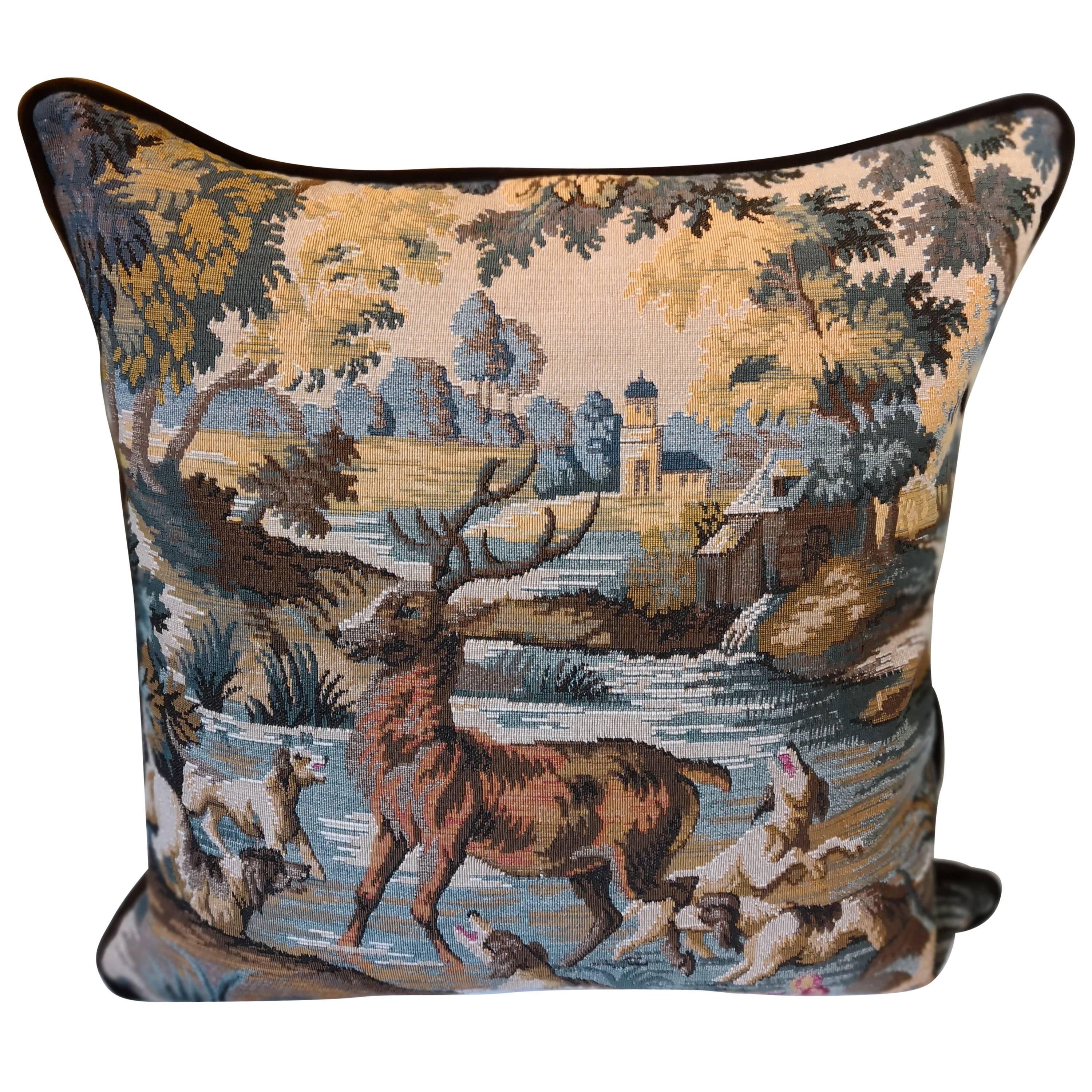 19th Century German Tapestry Fragment with Hunting Scene