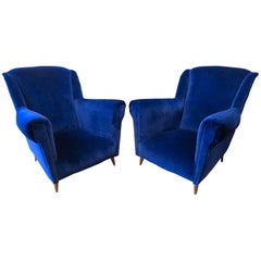 Pair of Midcentury Italian Velvet Armchairs