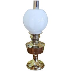 Vintage Brass Parafin Lamp, Converted to Electric