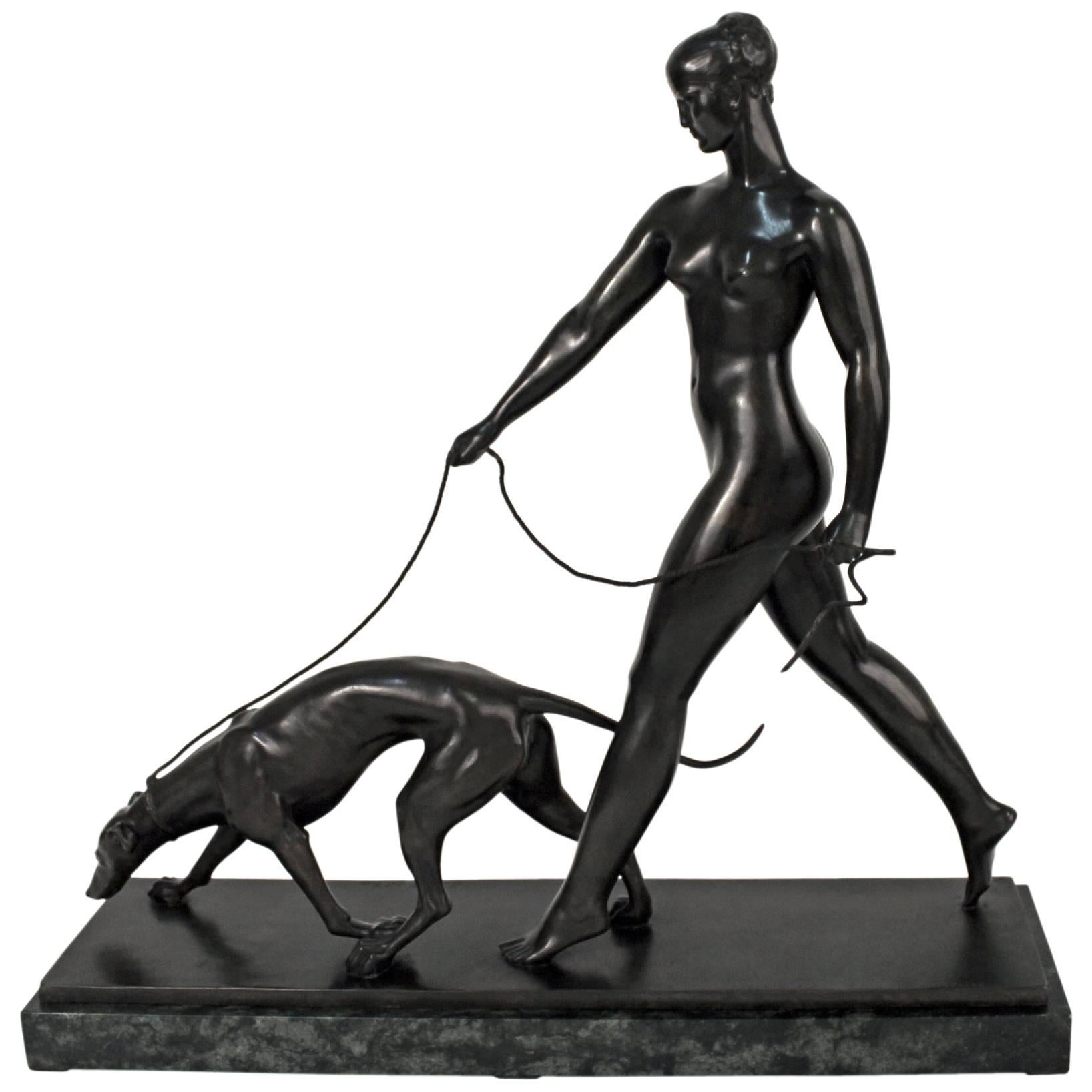 "Artemis" ‘Diana the Huntress’ Art Deco Sculpture by Raymond Rivoire For Sale
