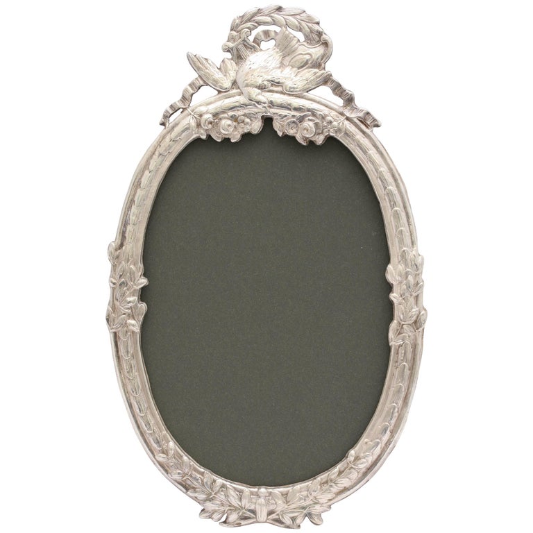 Beautiful Victorian Continental Silver '.800' Oval Picture Frame For Sale