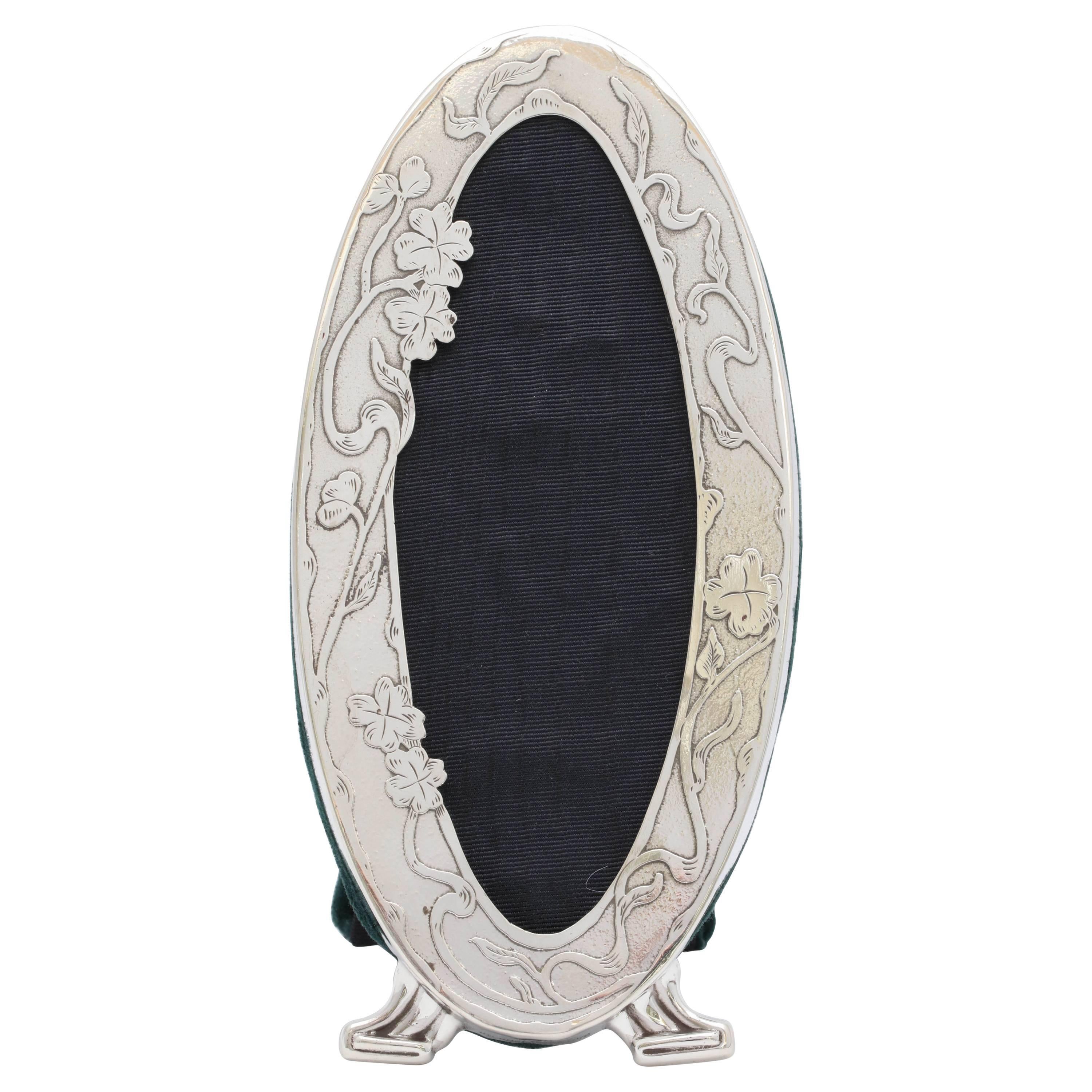 Beautiful and Rare, Art Nouveau, Footed, Sterling Silver Oval Picture Frame