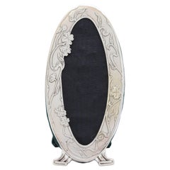 Antique Beautiful and Rare, Art Nouveau, Footed, Sterling Silver Oval Picture Frame