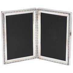 Art Deco Sterling Silver Hinged Double Picture Frame