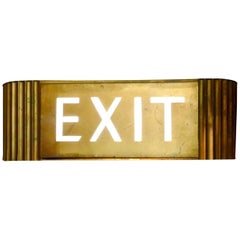 Antique Gold Odeon Cinema EXIT Sign Electric Light
