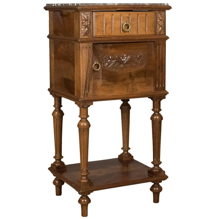 Antique Bedside Cabinet, Victorian Marble Top Pot Cupboard, Walnut Antique Bedside Cabinet, Victorian Marble Top Pot Cupboard, Walnut, circa 1900 For Sale - Antique Bedside Cabinet, Victorian Marble Top Pot Cupboard, Walnut