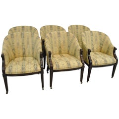Set of Six Barrel Back Chairs on Castors by Baker Furniture