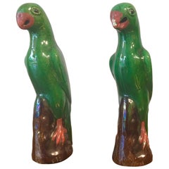 Antique Chinese Glazed Parrots