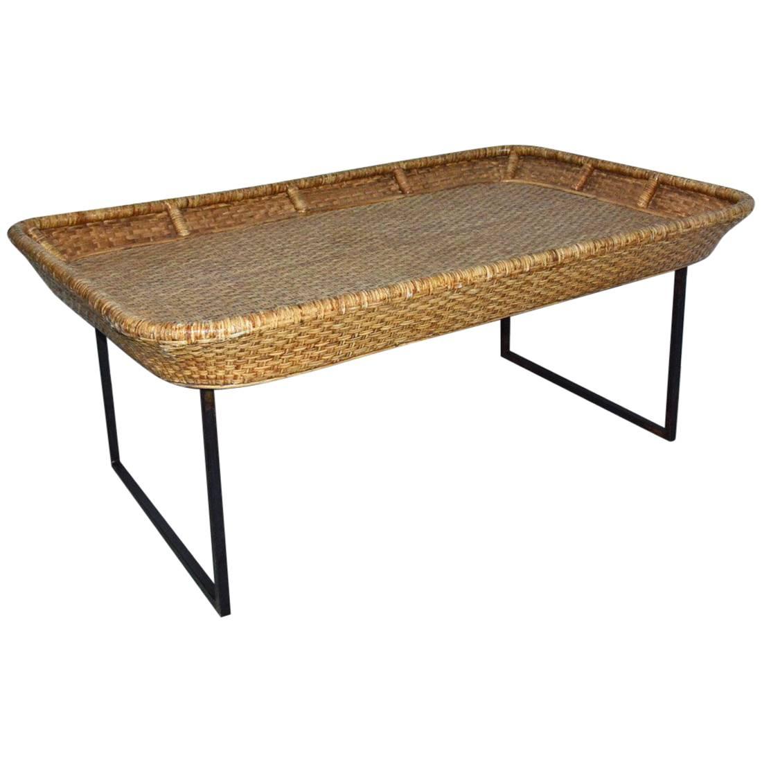 Large Wicker Tray Coffee Table