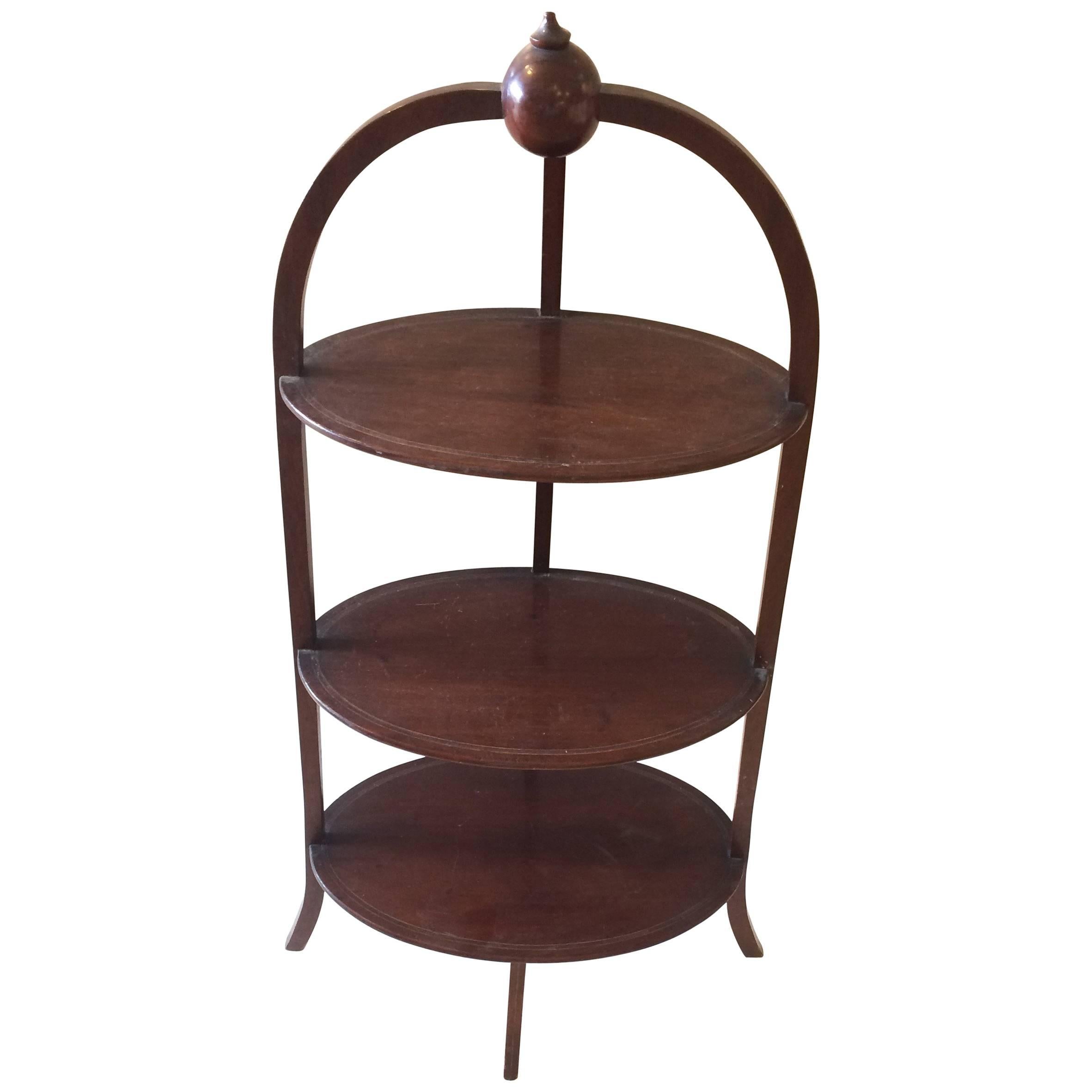 Rare 19th Century English Oval Three-Tier Side Table Muffin Stand For Sale