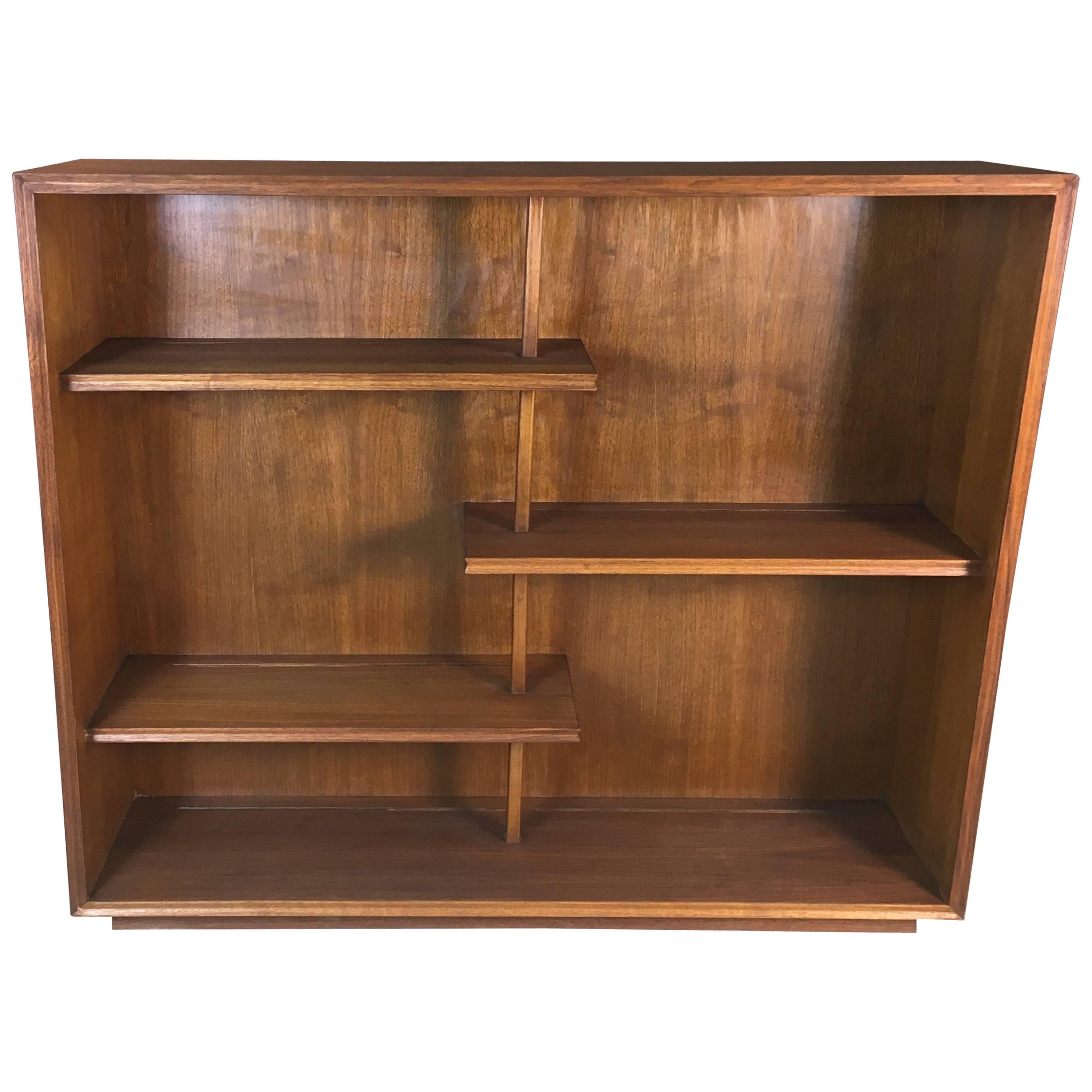 Mid-20th Century Walnut Wood Display Shelving Unit For Sale