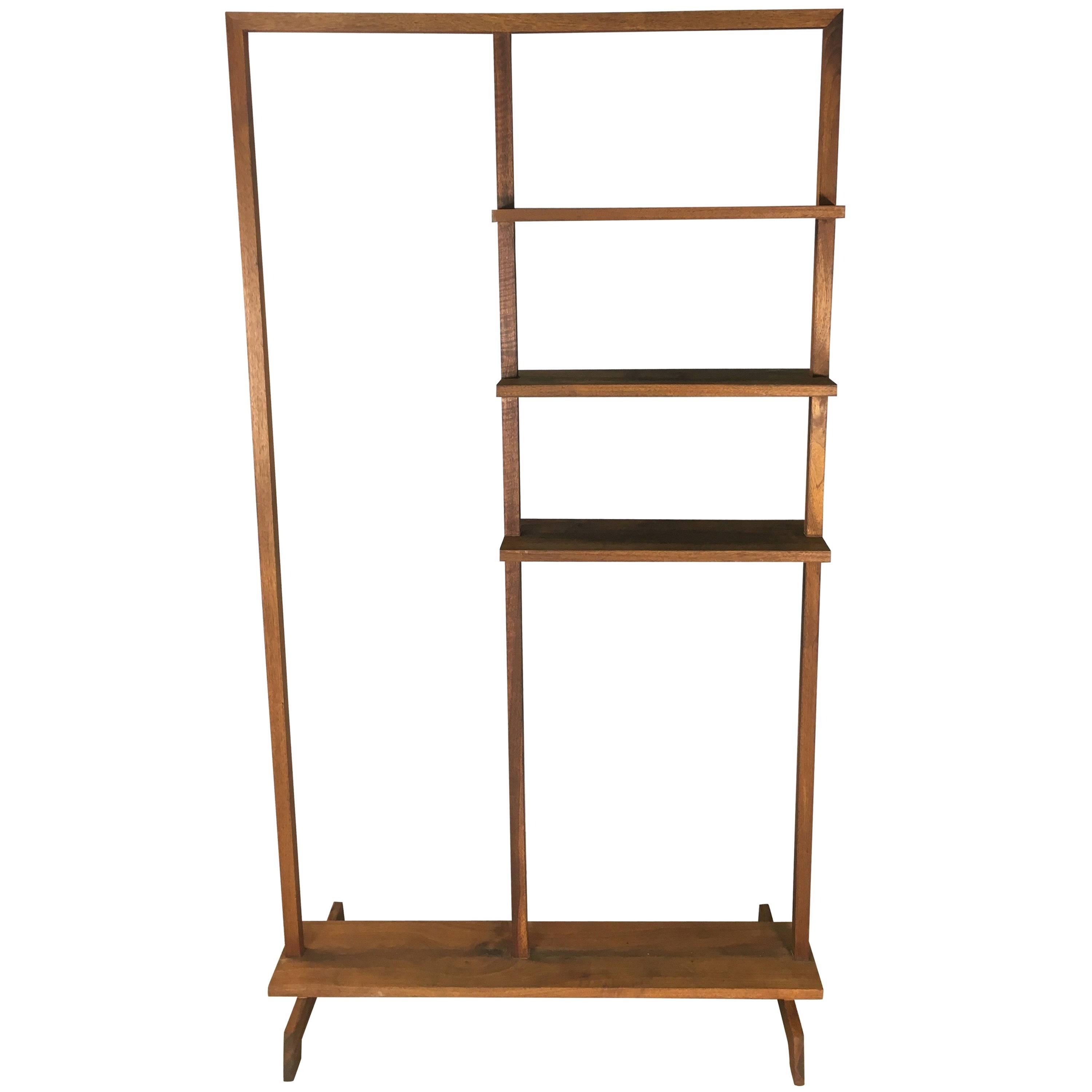 Mid-20th Century Walnut Wood Display Shelf For Sale