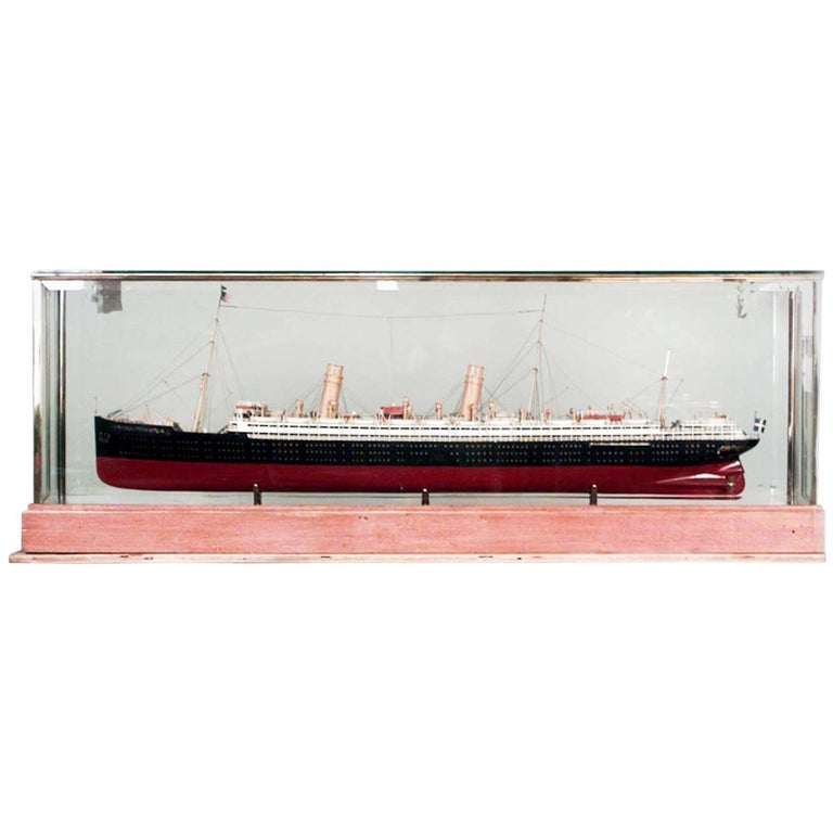 German Luxury Liner Ship Model In Glass Case For Sale At 1stdibs
