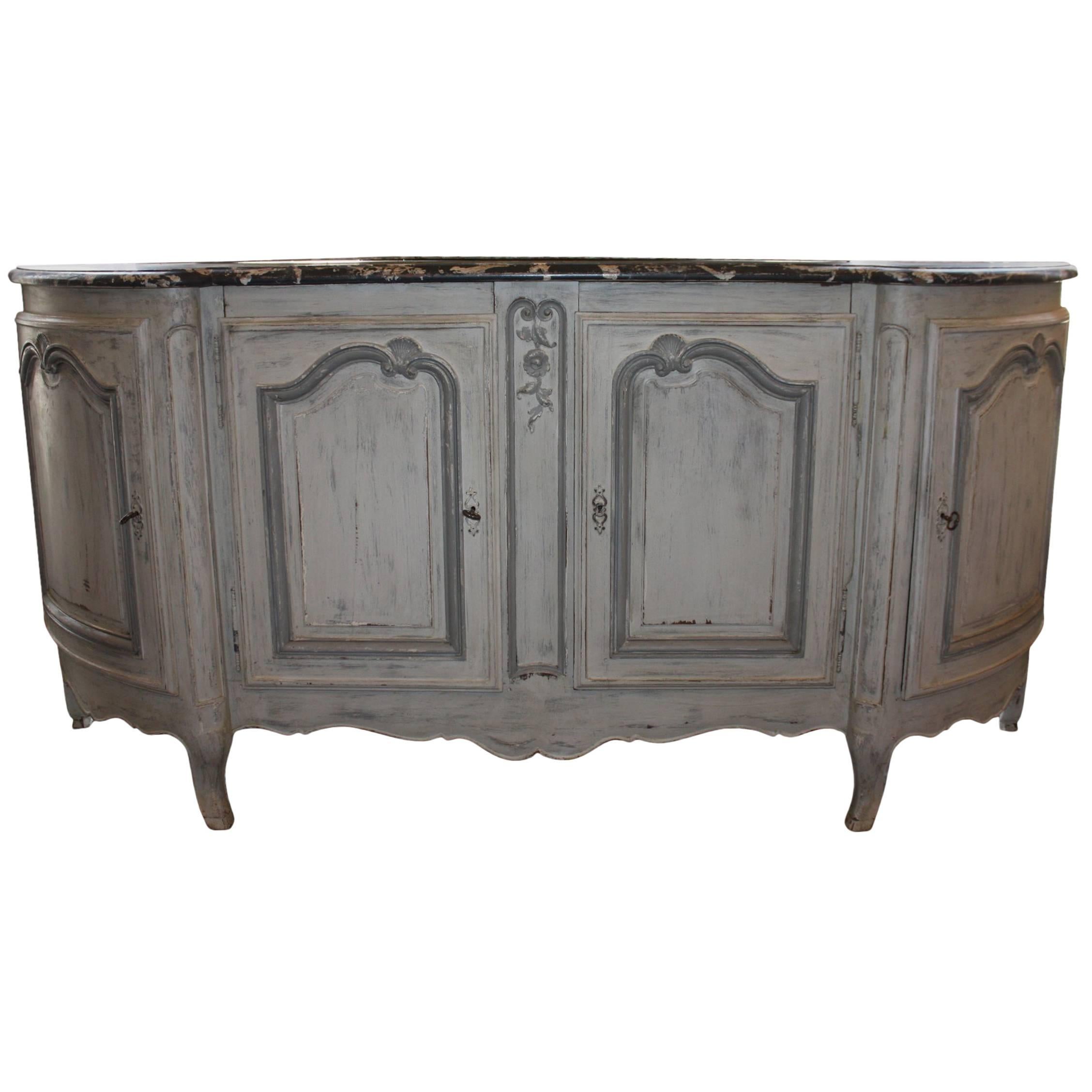 Louis XV Painted Provinical Enfilade with Faux Painted Marble Top
