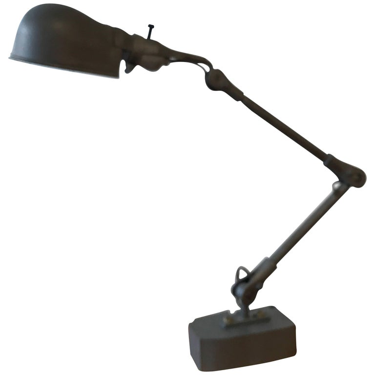 Industrial Articulating Cast Iron Task Desk Lamp at 1stDibs