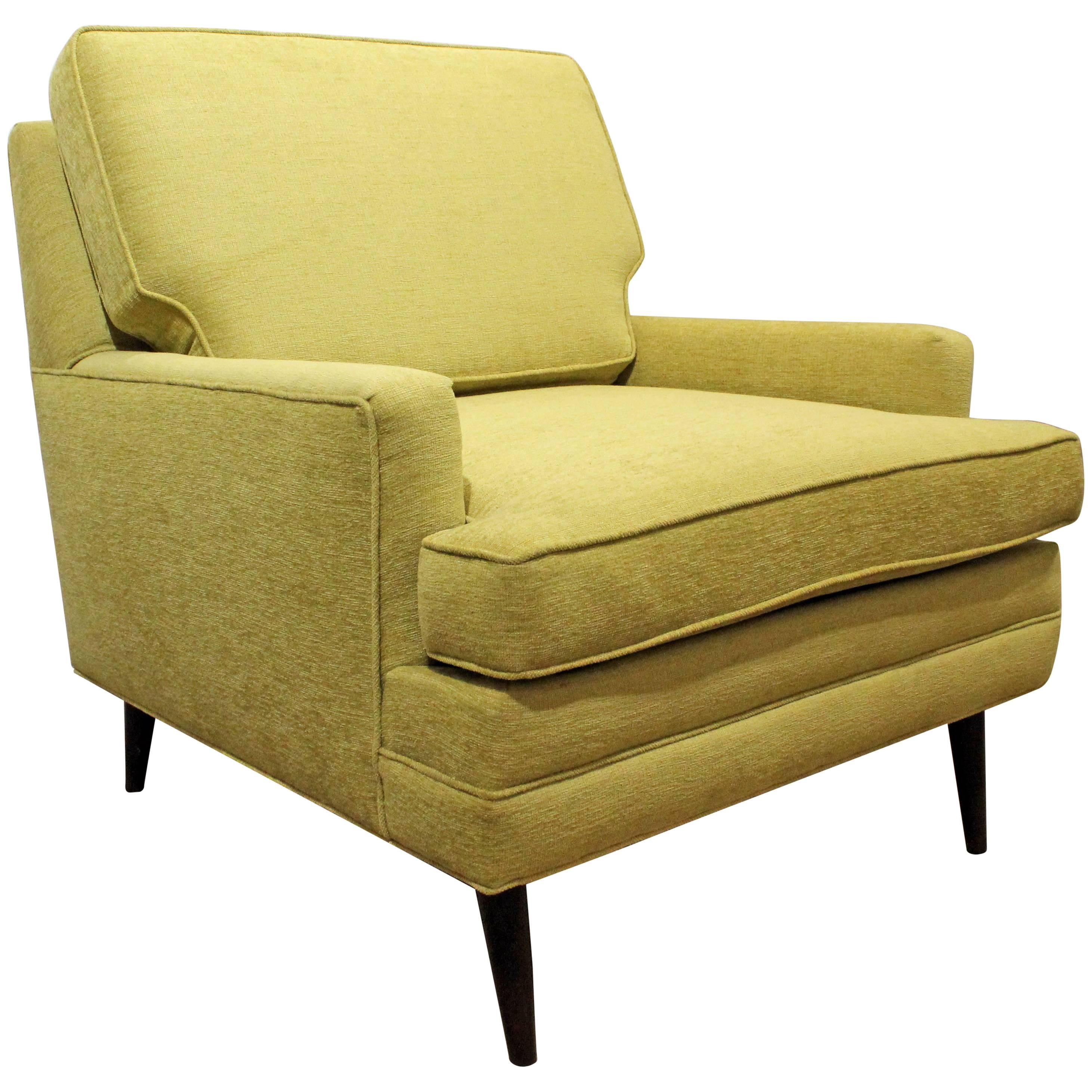 Mid-Century Modern Thayer Coggin Style Chartreuse Pencil Leg Club Chair
