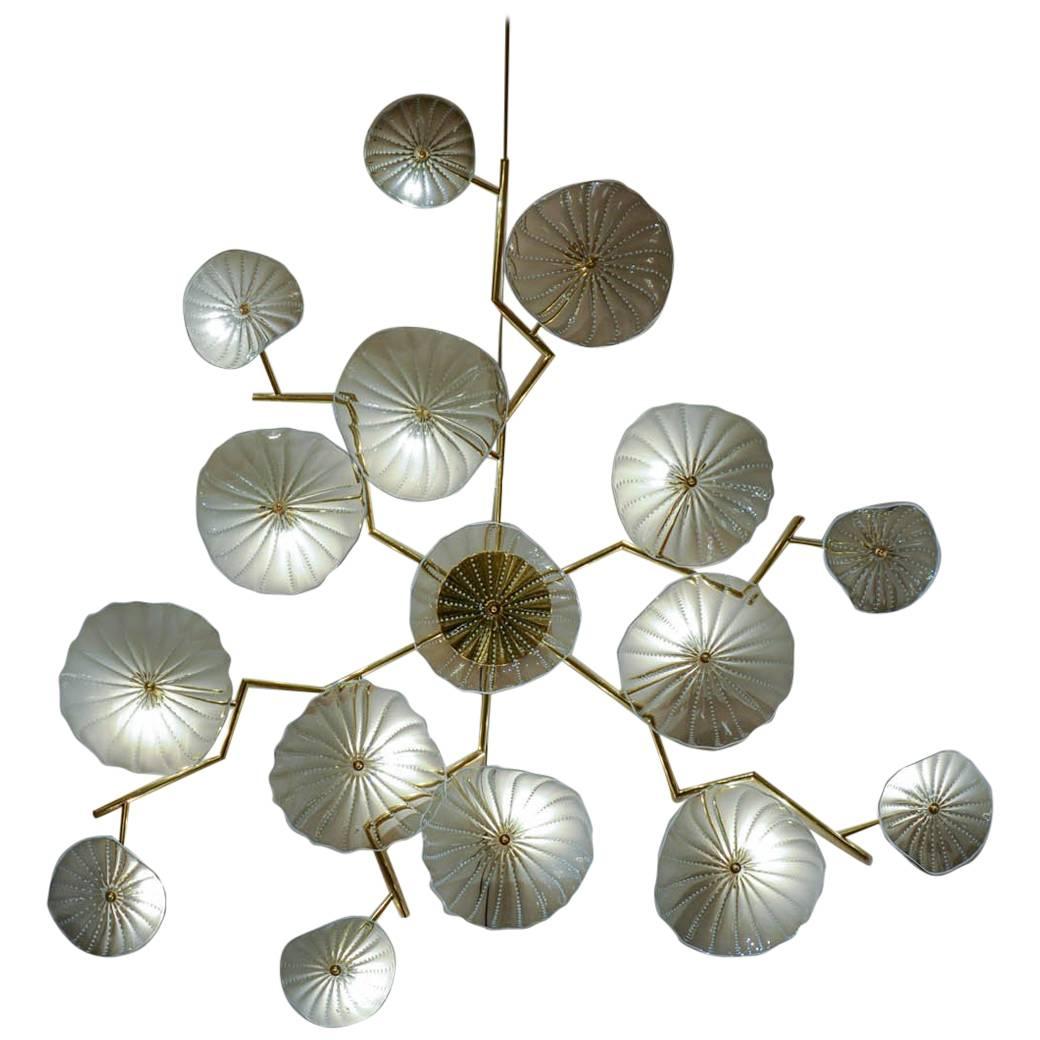 Fifteen-Light Brass Wall Lamp For Sale